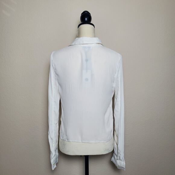 Socialite White Button Down Crop Top Small - Picture 3 of 7